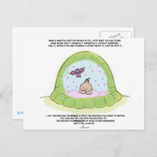 Yogi Turtle - "omarmen van je negatieve emoties" Briefkaart (Voorkant / Achterkant)