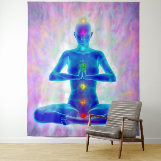 yogi, yoga, het chakra systeem, energie, chi, aura wandkleed (In situ)