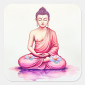 Yogini / Buddha Watercolor Stickers, Meditation Vierkante Sticker (Voorkant)