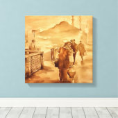 Yogurt Delivery in Istanbul , die een historisch j Canvas Afdruk (Insitu (Houten vloer))