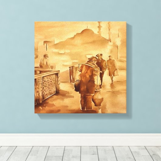 Yogurt Delivery in Istanbul , die een historisch j Canvas Afdruk (Insitu (Houten vloer))