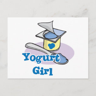 Yogurt Meisje blauwe bessen yoghurt Briefkaart