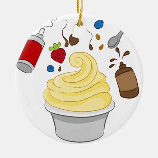 Yogurt met Toppings, bevroren Keramisch Ornament (Voorkant)