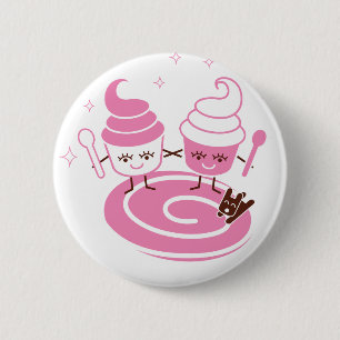 Yogurt Sisters Button, bevroren Ronde Button 5,7 Cm