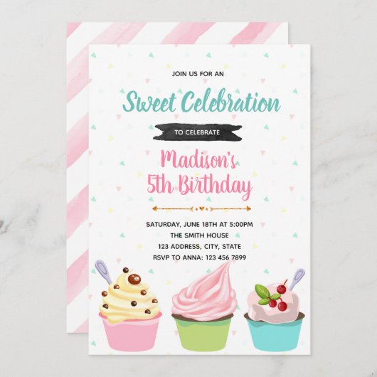 Yogurt-uitnodiging, bevroren kaart (Voorkant / Achterkant)