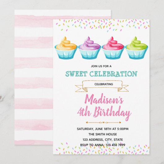 Yogurt-uitnodiging, bevroren kaart (Voorkant / Achterkant)