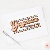 Yogyakarta Indonesië Retro bruine tekst Rechthoekige Sticker (Envelop)