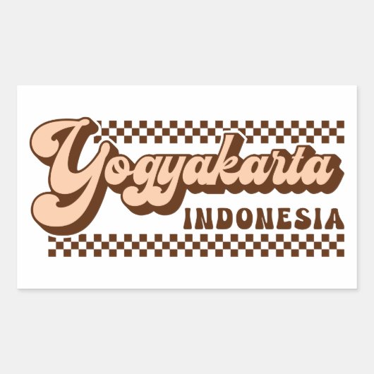 Yogyakarta Indonesië Retro bruine tekst Rechthoekige Sticker (Voorkant)