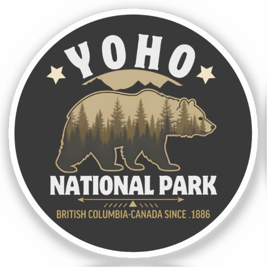 Yoho Bear Design for Nature Lovers – BC Wilderness Sticker (Voorkant)