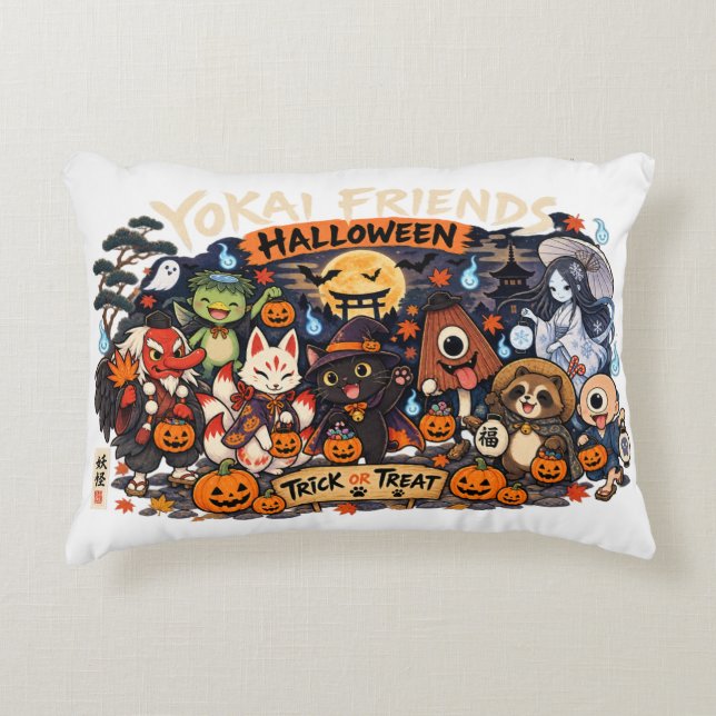 Yokai Friends Halloween Accent Pillow Kussen (Voorkant)