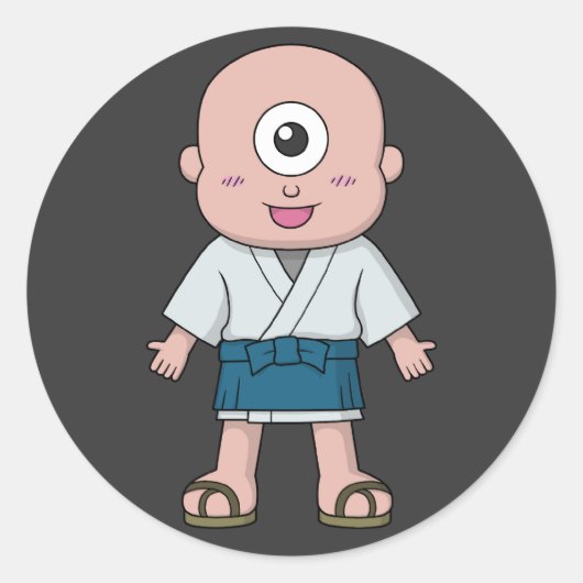 Yokai Hitotassukozou (eenodig Kind) Ronde Sticker (Voorkant)