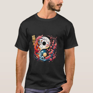 Yokai kat folktore in Ying Yang Sakura Boom pastel T-shirt