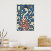 Yokai-kunstprint gestileerde langhalsgeest poster (Keuken)