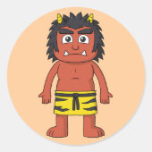 Yokai Oni (Ogre) Ronde Sticker (Voorkant)
