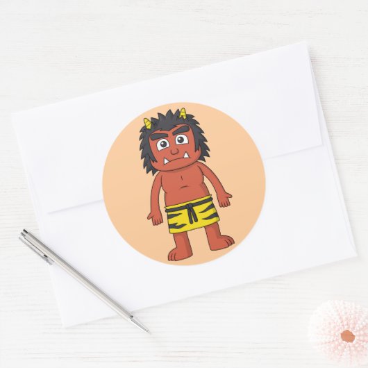 Yokai Oni (Ogre) Ronde Sticker (Envelop)