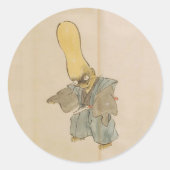 Yokai Swordsman met groot hoofd Ronde Sticker (Voorkant)