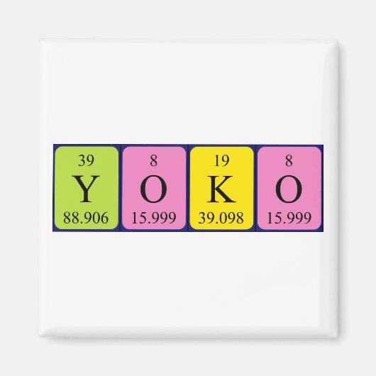 Yoko periodieke table name magnet (Voorkant)