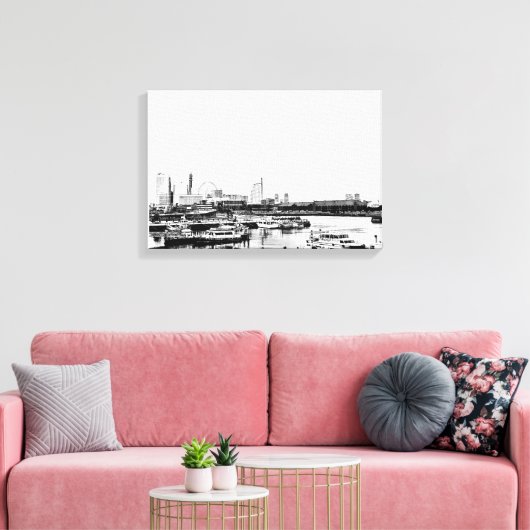 Yokohama in zwart-wit canvas afdruk (Insitu (Woonkamer))
