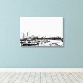 Yokohama in zwart-wit canvas afdruk (Insitu (Houten vloer))