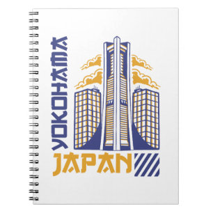 Yokohama Japan Futuristische Silhouette Typografie Notitieboek