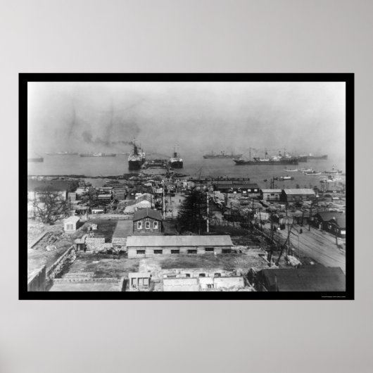 Yokohama Japan Harbour 1909 Poster (Voorkant)