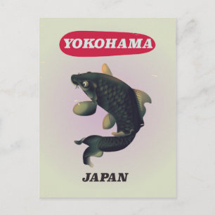 Yokohama Japan vintage stijl reisposter Briefkaart