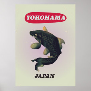 Yokohama Japan vintage stijl reisposter Poster