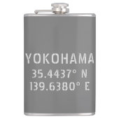 Yokohama Latitude & lengte Heupfles (Voorkant)