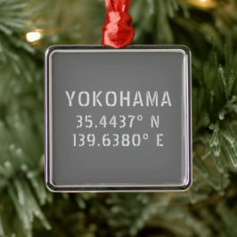 Yokohama Latitude & lengte Metalen Ornament