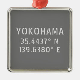 Yokohama Latitude & lengte Metalen Ornament