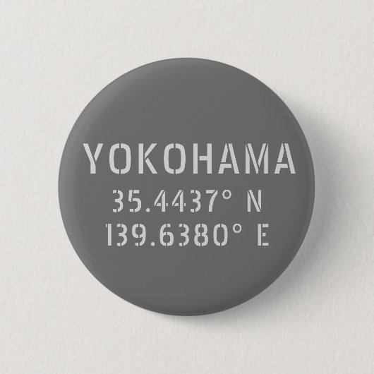 Yokohama Latitude & lengte Ronde Button 5,7 Cm (Voorkant)