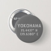 Yokohama Latitude & lengte Ronde Button 5,7 Cm (Voorkant /achterkant)
