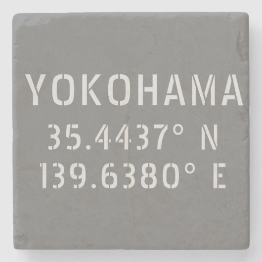 Yokohama Latitude & lengte Stenen Onderzetter (Voorkant)