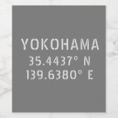 Yokohama Latitude & lengte Wijn Etiket (Enkel label)