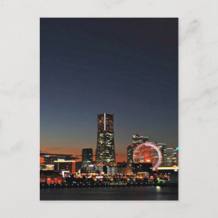 Yokohama Silhouet 's Nachts Briefkaart
