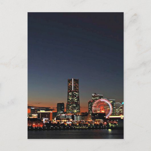 Yokohama Silhouet 's Nachts Briefkaart (Voorkant)