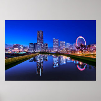 Yokohama Skyline in Dusk Poster