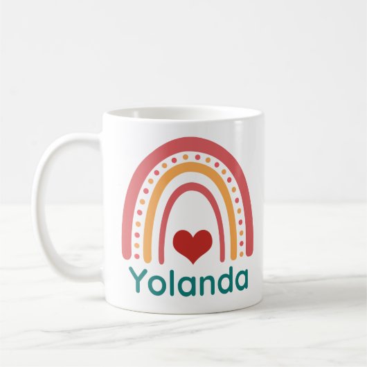 Yolanda Name  Boho Rainbow Koffiemok (Links)