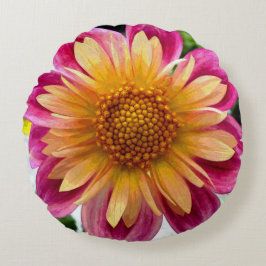 Yolanda Yellow Dahlia Rond Kussen
