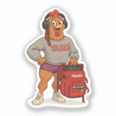 Yolked Gym Hen – Funny Chicken Fitness Workout Sticker (Voorkant)