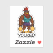 Yolked Rooster – Funny Strong Chicken Kettlebell Sticker (Vel)
