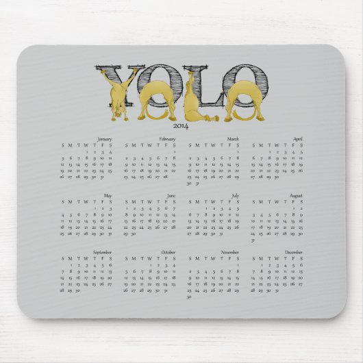 YOLO flexibele pony kalender 2014 Muismat (Voorkant)