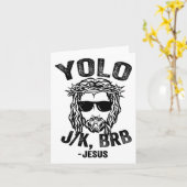 Yolo Jk Brb Jesus Funny Easter Day Ressurection Ch Kaart (Gele Bloem)