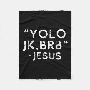 Yolo Jk Brb Jesus Funny Paasdag Bijbel Vintage C Fleece Deken