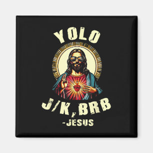 Yolo Jk Brb Jesus Funny Paasdag Bijbel Vintage C Magneet