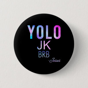 Yolo JK BRB Jesus Grappige Paasdag Totaal Zonne-EC Ronde Button 5,7 Cm