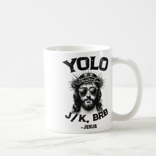 Yolo Jk Brb Jesus Shirt Grappig Christelijk Paasro Koffiemok