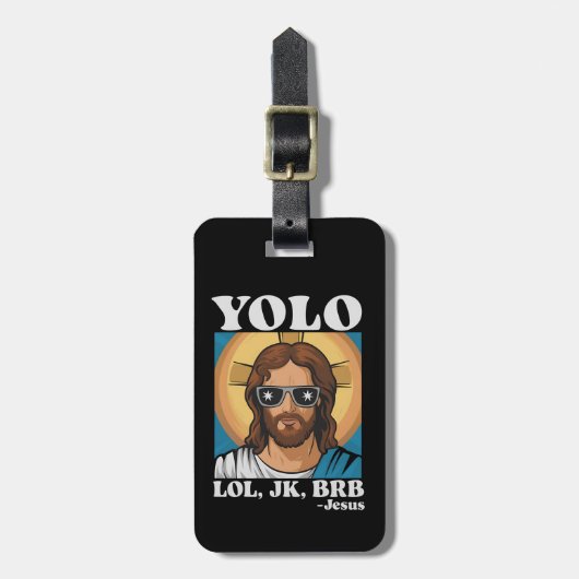 YOLO LOL JK BRB Jezus Grappig Pasen Bagagelabel (Voorkant verticaal)