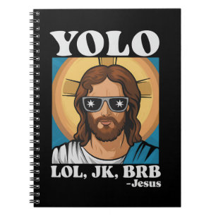 YOLO LOL JK BRB Jezus Grappig Pasen Notitieboek