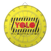 YOLO met rode waarschuwing Dartbord (Voorkant)